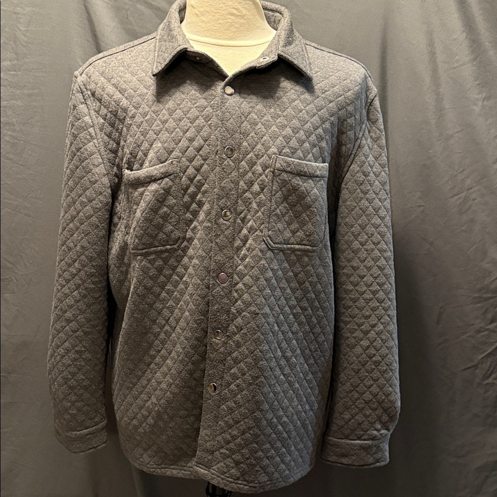 Gray Quilted Button-Up Jacket